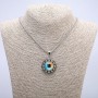 "Eye" Pendant in Frame 42x30mm on Chain, 70cm Length, Silver-Tone Metal