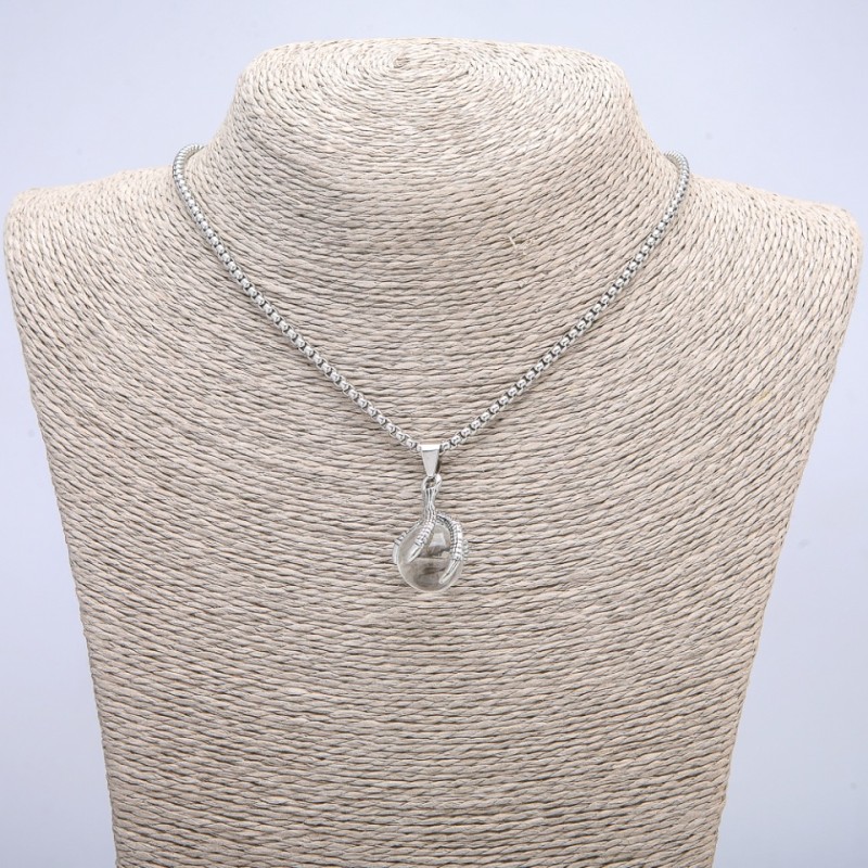 "Sphere in Paw" Pendant 35x17mm on Chain, 70cm +/- Length, Silver-Tone Metal