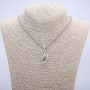 "Sphere in Paw" Pendant 35x17mm on Chain, 70cm +/- Length, Silver-Tone Metal
