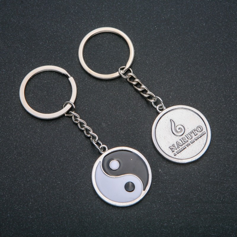 Keychain "Yin Yang", Diameter 31mm, Length 8cm +/- Silver-Tone Metal