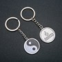 Keychain "Yin Yang", Diameter 31mm, Length 8cm +/- Silver-Tone Metal