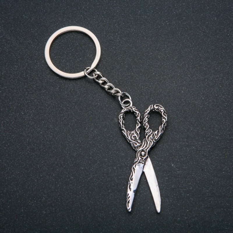 Keychain "Scissors", diameter 61x25mm, length 11cm +/- silver metal