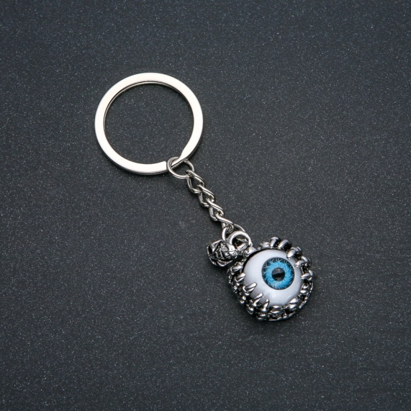 Keychain "Eye", Diameter 21mm, Length 9cm +/- Silver-Tone Metal