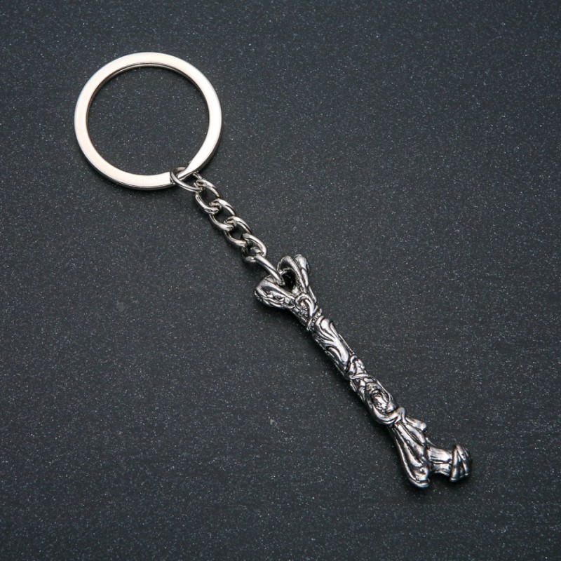 Keychain "Bone", Diameter 56x13mm, Length 11cm +/- Silver-Tone Metal
