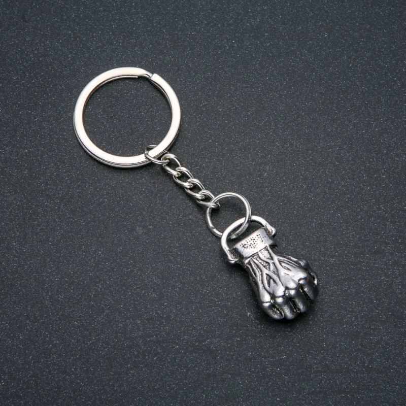 Keychain "Fist", Diameter 32x18mm, Length 9cm +/- Silver-Tone Metal