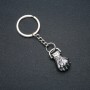 Keychain "Fist", Diameter 32x18mm, Length 9cm +/- Silver-Tone Metal