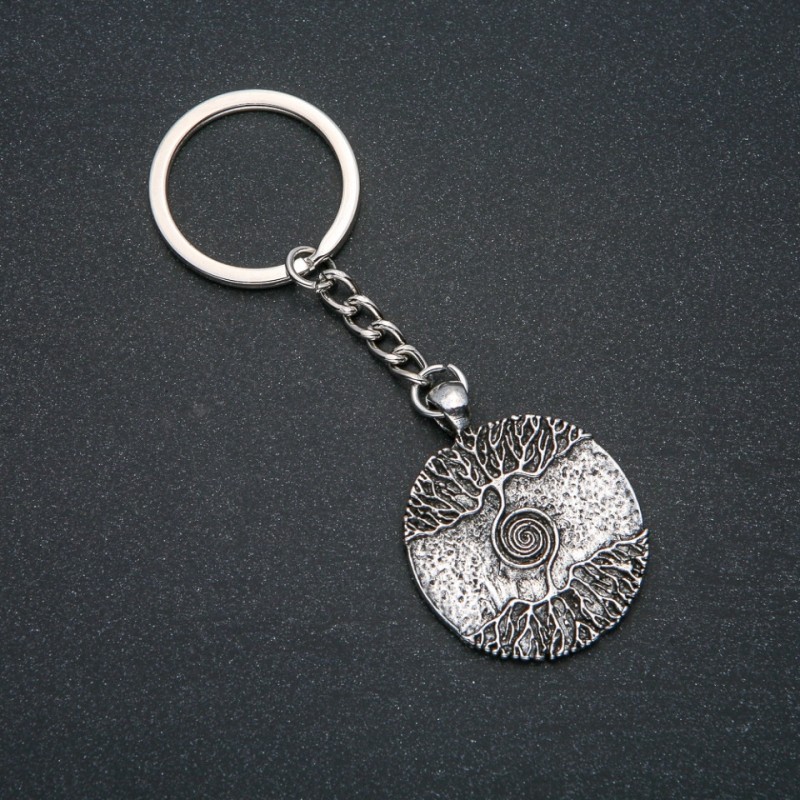 Keychain, Diameter 22mm, Length 9cm +/- Silver-Tone Metal