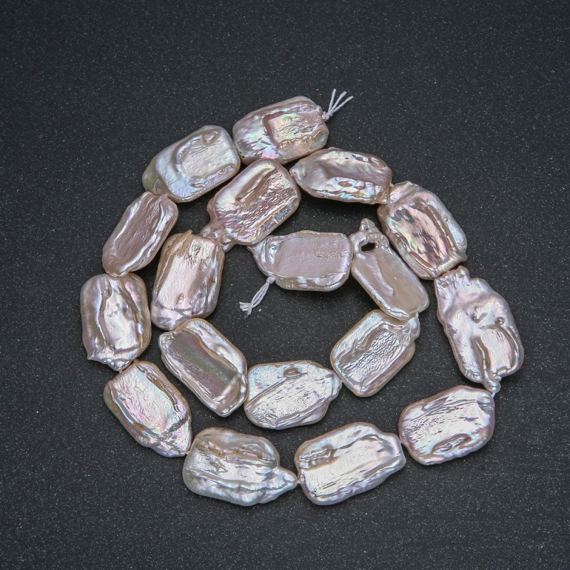 Natural Baroque Pearl Strand, 22x14mm, 40cm length +/-, with petrol luster