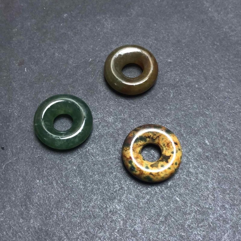 Pandora Bead Natural Stone Green Jasper 15x4mm, hole diameter 5mm+