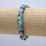 Opal Glass Bracelet on Elastic Band, Blue Chameleon Tumbled, diameter 10x7mm, circumference 18cm+