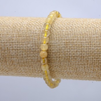 Rutilated Quartz Bracelet on Elastic Cord, Smooth Round Bead, diameter 6mm +/-, circumference 18cm+