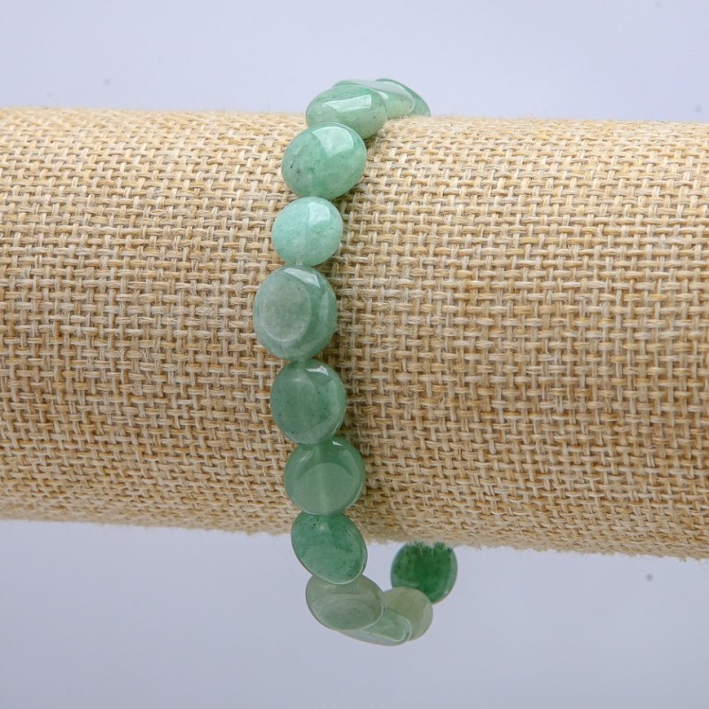 Jade Bracelet on Elastic Cord, Natural Stone Round Tumbled, diameter 10x9mm, length 18cm+
