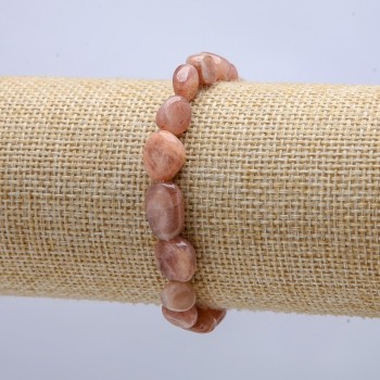 Selenite Natural Stone Bracelet on Elastic, Tumbled Beads, 10x8mm Diameter, 18cm Circumference +