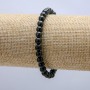 Shungite Bracelet on Elastic Band, Natural Stone Smooth Round Bead, diameter 6mm, length 18cm+