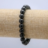 Shungite Bracelet on Elastic Band, Natural Stone Smooth Round Bead, diameter 8mm, length 18cm+