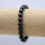 Shungite Bracelet on Elastic Band, Natural Stone Smooth Round Bead, diameter 8mm, length 18cm+