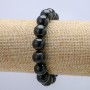 Shungite Natural Stone Bracelet on Elastic, Smooth Round Beads, 12mm Diameter, 18cm Length +