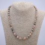 Rhodochrosite Natural Stone Necklace, Smooth Round Beads, 8mm Diameter, 45cm Length +