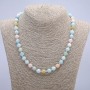 Morganite Natural Stone Necklace, Smooth Round Beads, 8mm Diameter, 45cm Length +
