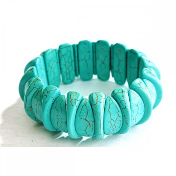 Bracelet on elastic green turquoise with veins (single piece) interesting design