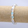 Opal Glass Bracelet on Elastic, White Chameleon, Tumbled Beads, 12x8mm Diameter, 18cm Circumference +