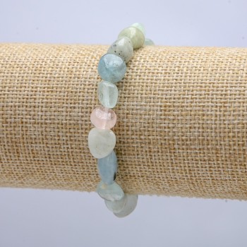 Morganite Natural Stone Bracelet on Elastic, Tumbled Beads, 9x12mm Diameter, 18cm Circumference +