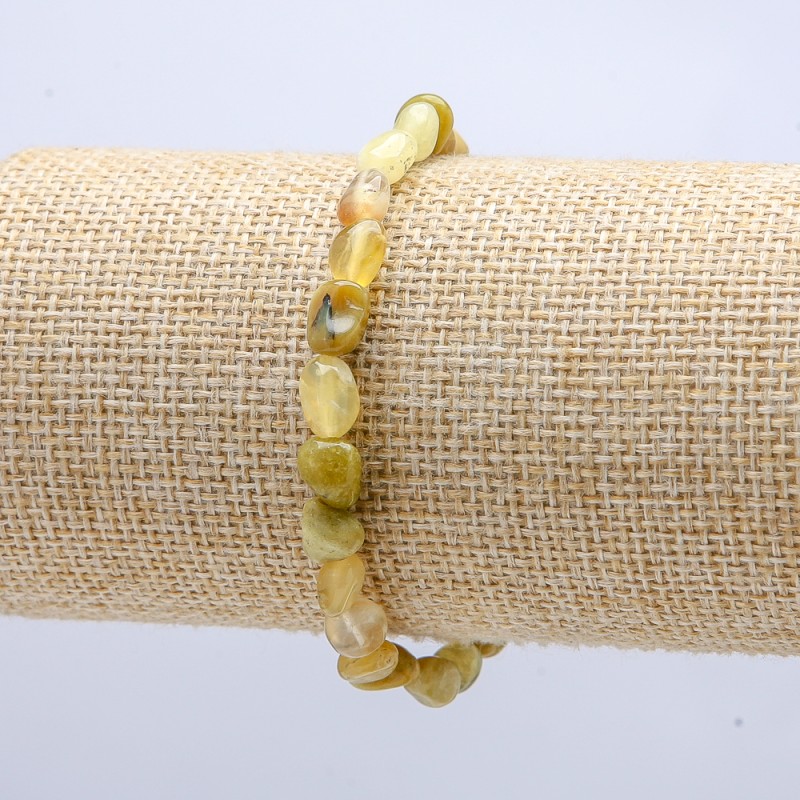 Bracelet on Elastic Band with Natural Yellow Opal Stone, Tumbled, Diameter 7x6mm, Length 18cm