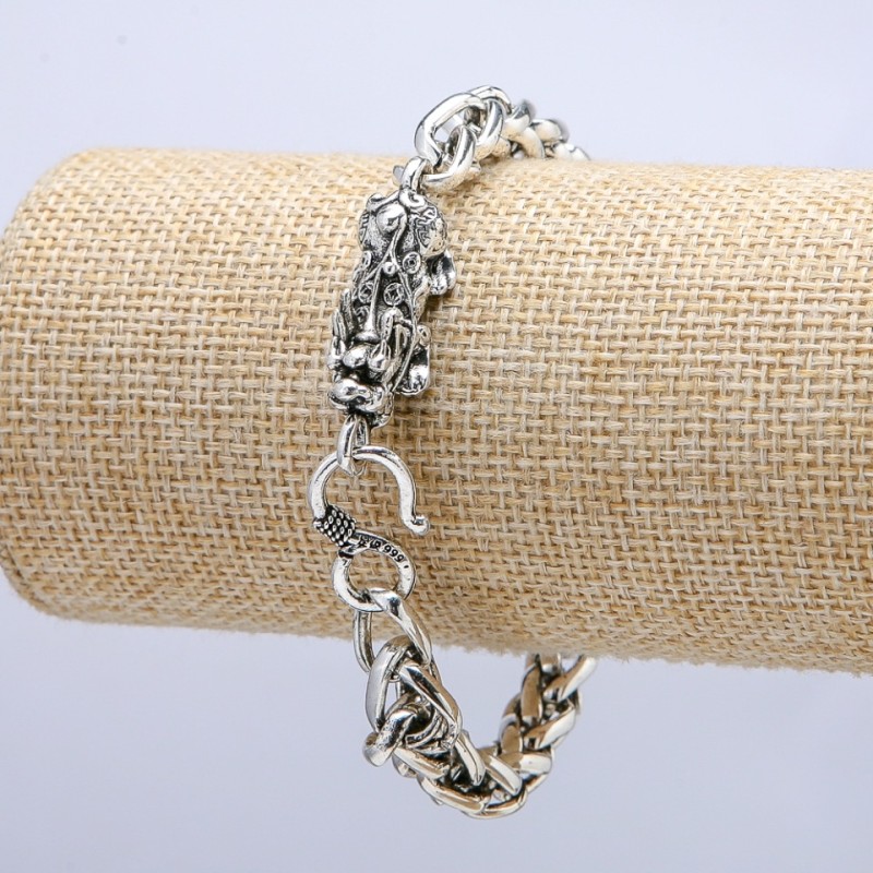 "Dragon" Chain Bracelet Silver-Tone Metal 11x35mm, Thickness 8mm, Length 20cm +