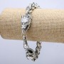 "Wolf Head" Chain Bracelet, silver-tone metal 15x37mm, thickness 8mm, length 20cm +