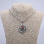 "Feather with Dragon Eye" Pendant 50x40mm on Chain, Length 70cm + - Silver-Tone Metal