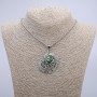 "Feather with Dragon Eye" Pendant 50x40mm on Chain, Length 70cm + - Silver-Tone Metal