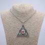 "Triangle with Eye" Pendant 62x54mm on Chain, Length 70cm + - Silver-Tone Metal