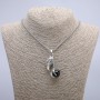 "Bird with Orb" Pendant 47x18mm on Chain, Length 70cm + - Silver-Tone Metal