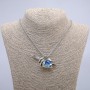 "Hand-Candle Dragon Eye" Pendant 60x30mm on Chain, Length 70cm +/- Silver-Tone Metal
