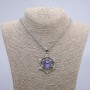 "Dragon Eye in Setting" Pendant 50x35mm on Chain, Length 70cm +/- Silver-Tone Metal