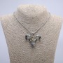"Goat Skull with Dragon Eye" Pendant 45x45mm on Chain, Length 70cm +/- Silver-Tone Metal