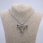 "Goat Skull with Dragon Eye" Pendant 45x45mm on Chain, Length 70cm + - Silver-Tone Metal