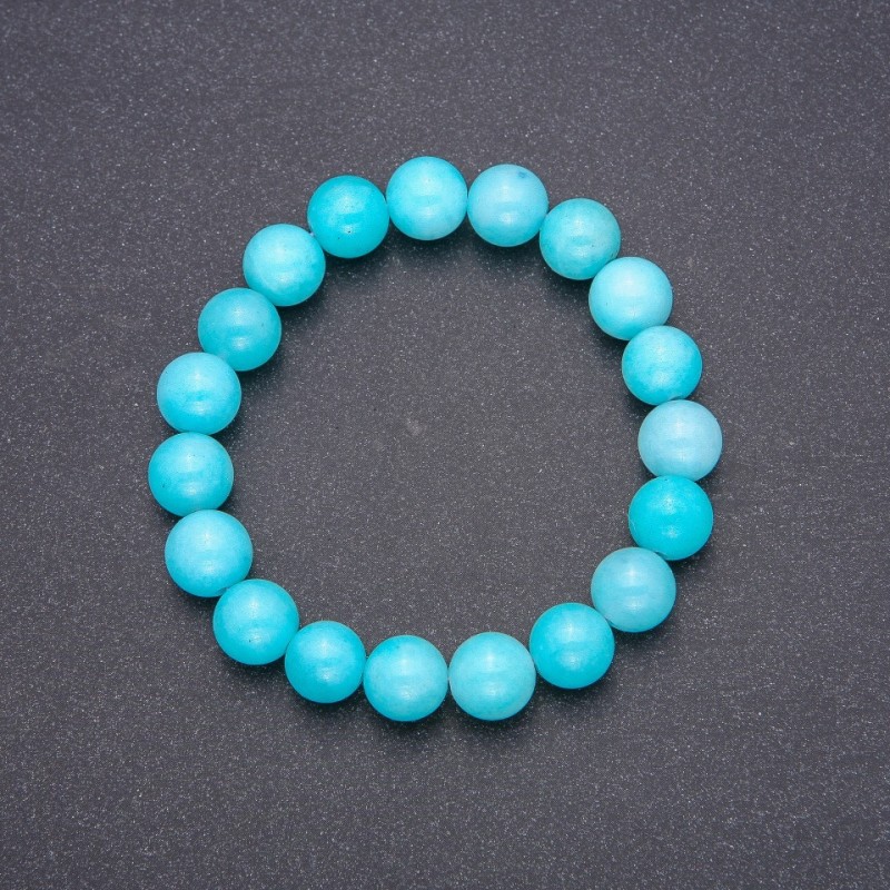 Aquamarine (Imitation) Stretch Bracelet, Smooth Round Beads, Diameter 10(+/-)mm, Circumference 18cm