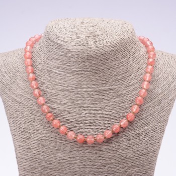 Natural Chalcedony Necklace, Smooth Round Beads, Diameter 8mm, Length 45cm