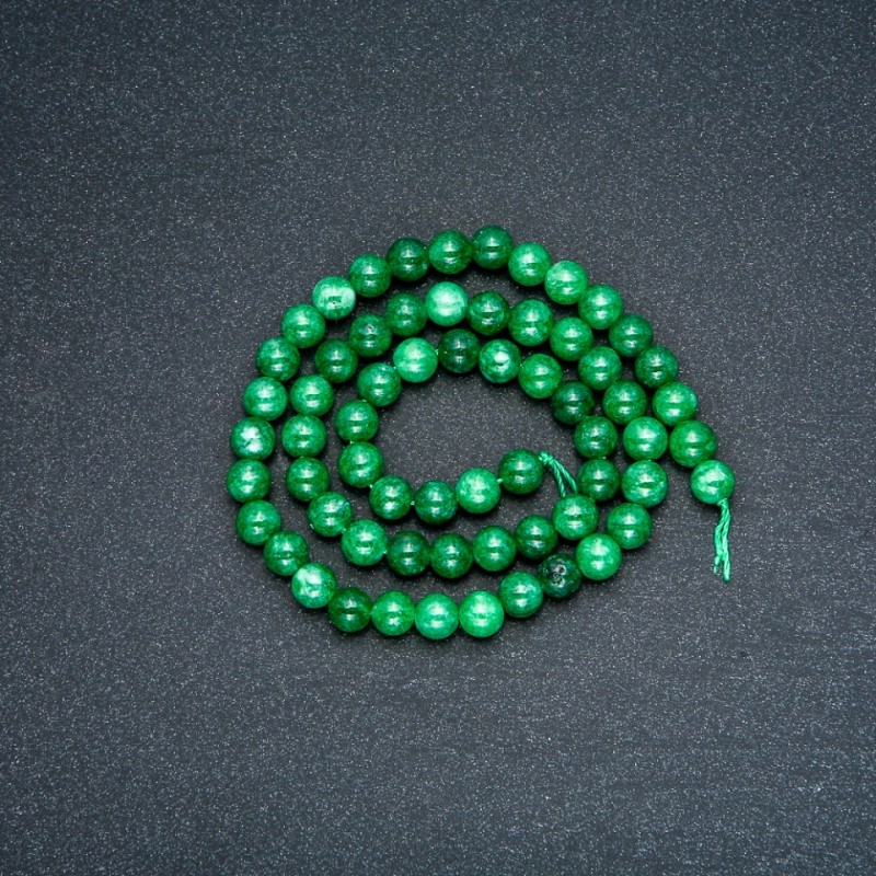 Beads on Thread, Chrysoprase (Imitation), Smooth Round Bead, 6mm Diameter, 38cm Length +