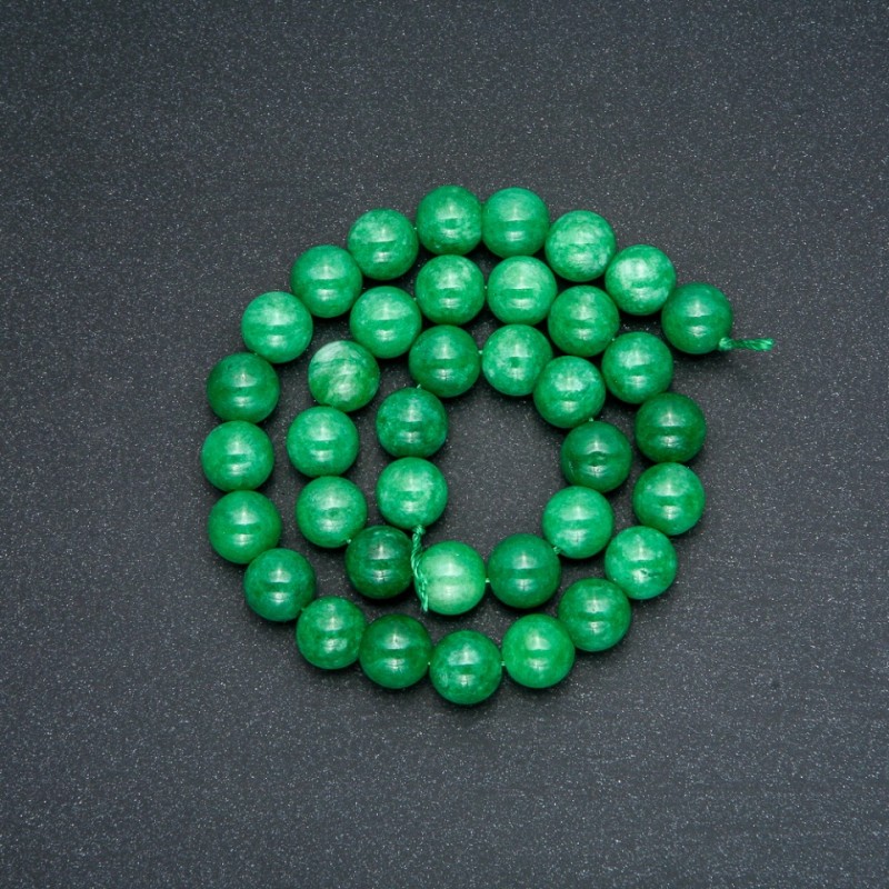 Beads on Thread, Chrysoprase (Imitation), Smooth Round Bead, 10mm Diameter, 38cm Length +