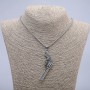 "Revolver" Pendant 65x25mm on Chain, Length 70cm + - Silver-Tone Metal