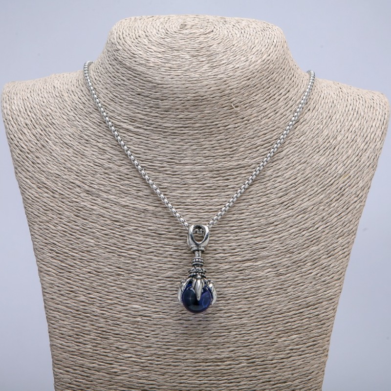 Pendant "Paw with Orb" 45x20mm on chain, length 70cm +/- silver-tone metal
