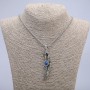 Pendant "Paw with Feather, Dragon Eye" 70x20mm on chain, length 70cm, silver-tone metal