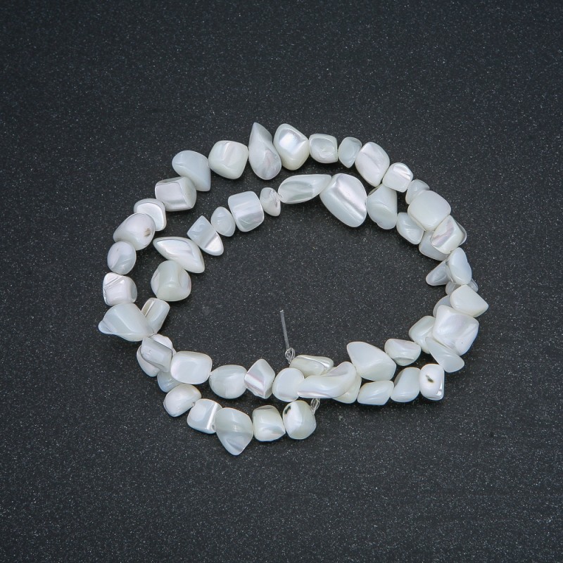 Beads on a Thread Natural Mother-of-Pearl Chips, diameter 8x7mm, length 39 +