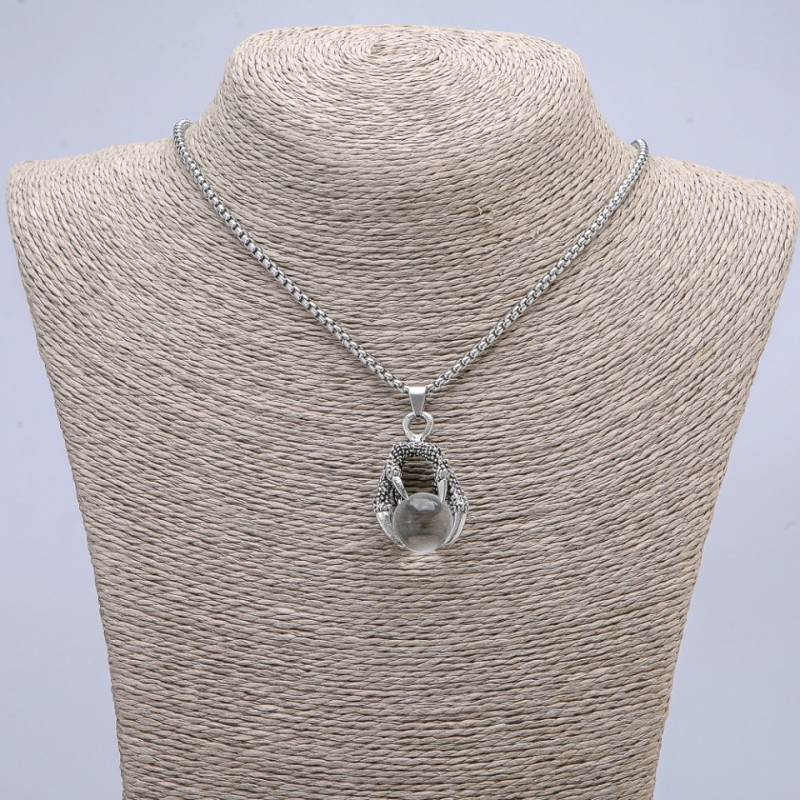 "Ball in Paw" Pendant 42x22mm on Chain, Length 70cm +/- Silver-Tone Metal
