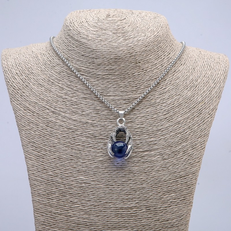 "Ball in Paw" Pendant 42x22mm on Chain, Length 70cm +/- Silver-Tone Metal