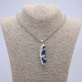 Leopard Pendant with Blue Crystal 50x10mm on Chain, Length 65cm, Silver Metal Color