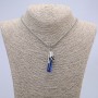 Hand with Blue Crystal Pendant 50x10mm on a Chain, 65cm Length, Silver-Tone Metal