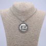 "Yin Yang" Pendant 50x38mm on Chain, 65cm Length, Silver Metal Color